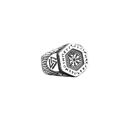 Bague Vegvisir "Valknut Runique"