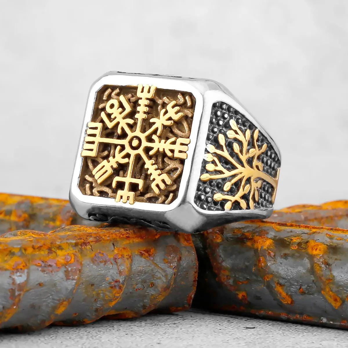 Bague Vegvisir et Arbre de Vie