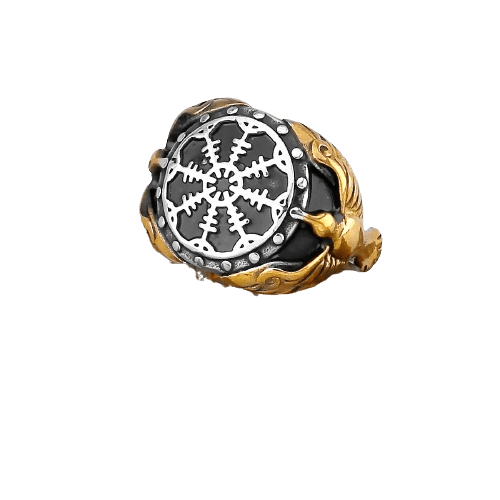 Bague Vegvisir Dorée - Univers Celtique